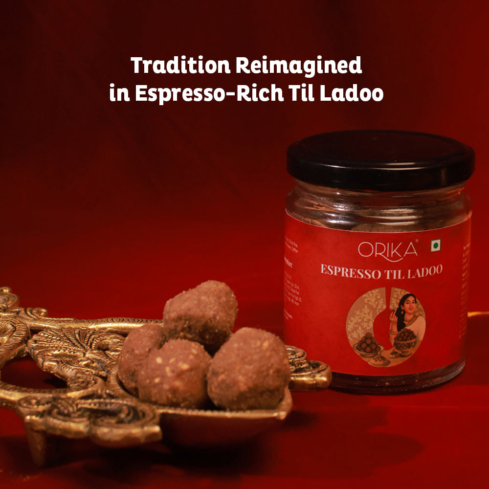 Royal Ritual Gift Box | Kashmiri Pampore Saffron 0.25g, Idukki Bold Green Cardamom 25g & Espresso Till Laddoo